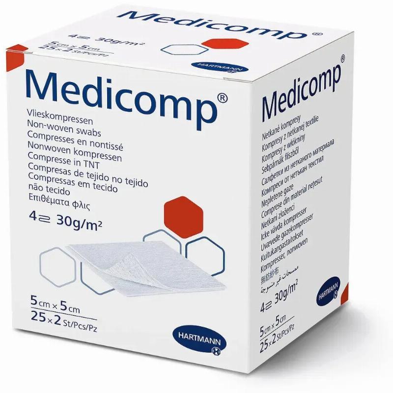 Серветки з нетканого матеріалу Medicomp® 5см х 5см 2х25шт